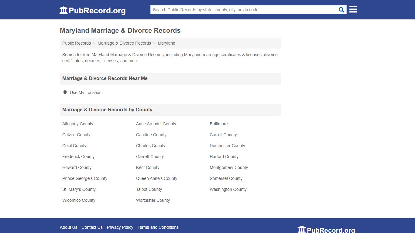 Free Maryland Marriage & Divorce Records - PubRecord.org